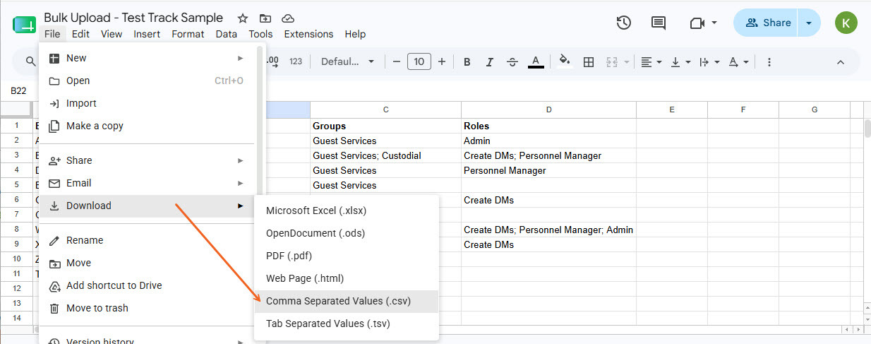 BU - 12 Save as CSV