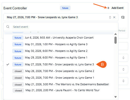 Add Event controller