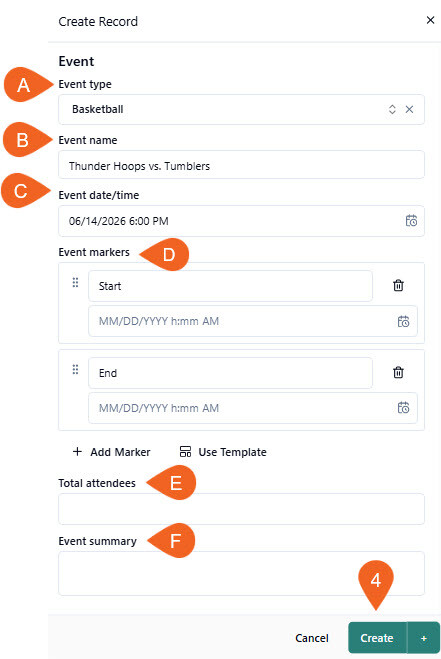 Create Event form 6