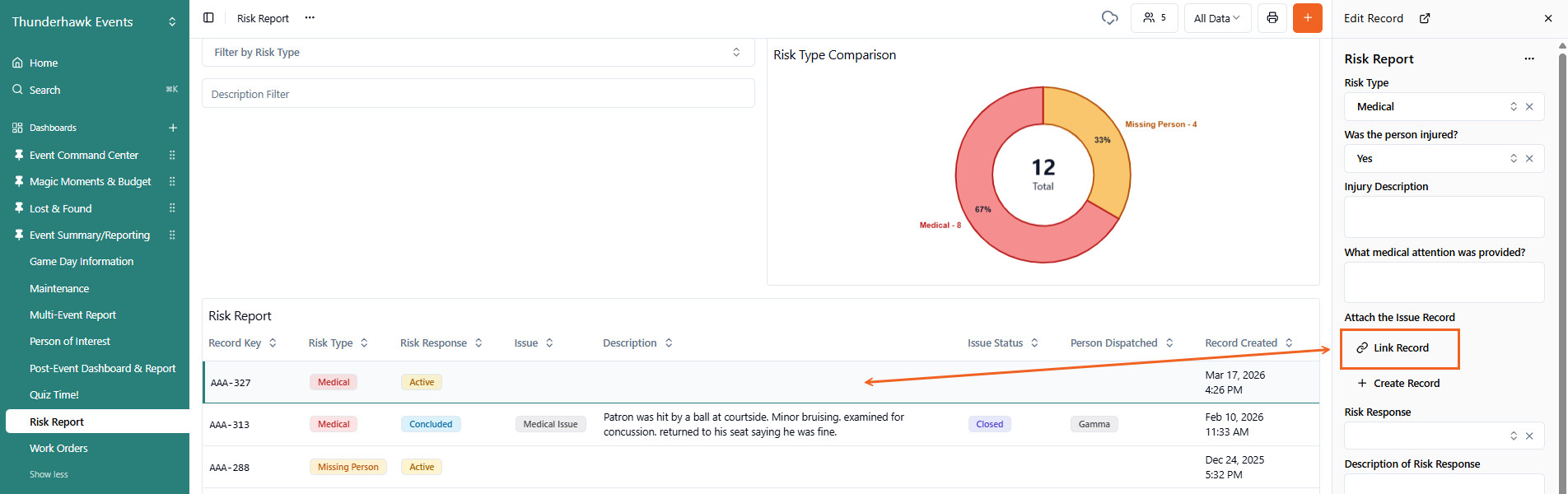 Risk Record start
