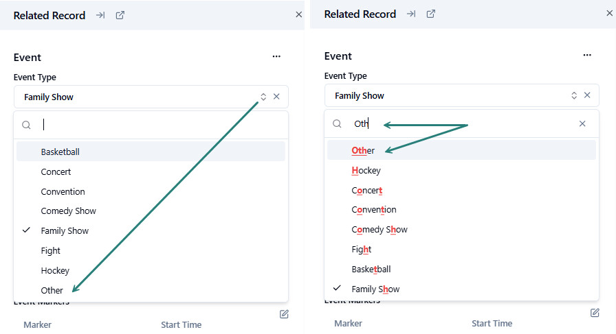 Edit Form type of event