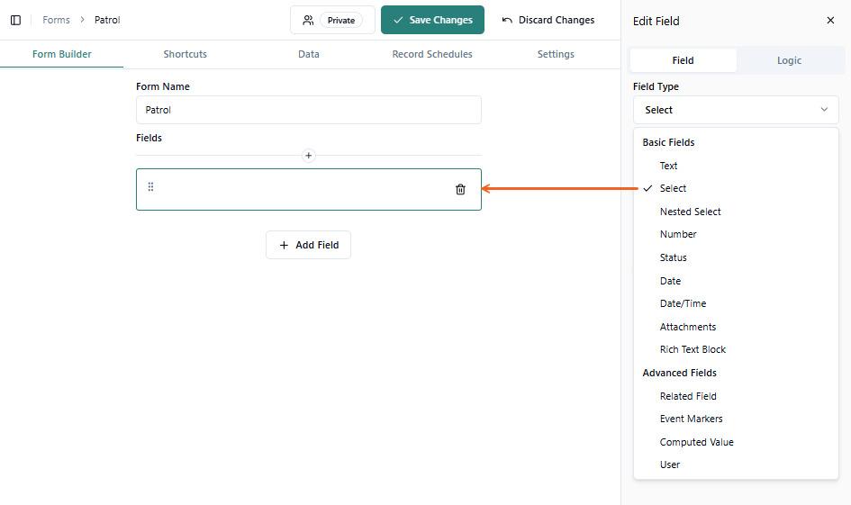 Select example